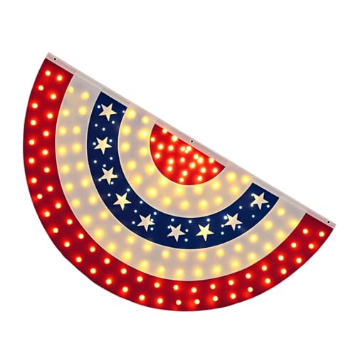 LED beleuchtete Halbfächer Wimpelketten, Patriotische Amerika Flagge für den Unabhängigkeitstag, Gedenktag, Außendekorationen, Patriotische LED Licht Fächerflagge