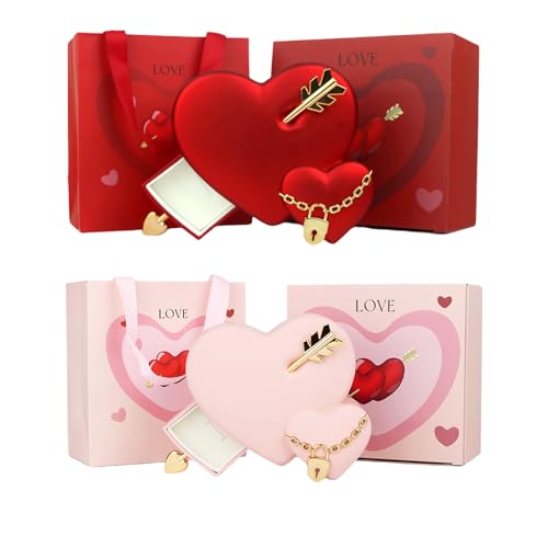 Boîte à bijoux en cœur cadeau Saint Valentin pour bague et collier