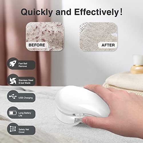 Aparatoo Fabric Shaver, Portable Bobble Remover Powerful Bobble Shaver for Clothes with 2 Free Extra Blades USB Charging Fluff Remover Lint Shaver Quickly & Effectively Remove Fuzz Pill Lint