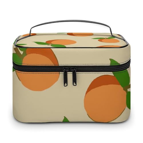 メイクボックス コスメ収納 大容量 フルーツ オレンジ色の桃 手描き かわいい 化粧ポーチ 化粧品入れ メイク収納ケース 軽量 持ち運び アクセサリー 小物入れ おしゃれ 旅行 出張用 プレゼント