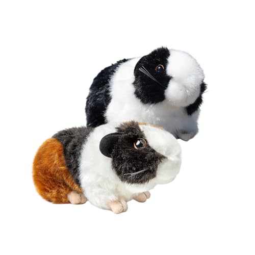 Kuscheltier Meerschweinchen 2 Stück- Superweich Plüschtier Interessant Stofftier Meerschweinchen Offizielles Begleiter Baby Kinder Spielzeug Geschenk für Halloween Weihnachten Mädchen Jungen (18cm)