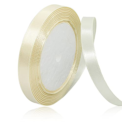 HLOMVE Beige Satin Ribbon, 3/8 Inch x 25 Yards for Gift Wrapping