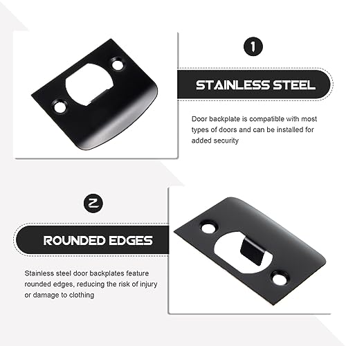 DOITOOL 8Pcs Door Strike Plate Black Deadbolt Strike Plate Stainless Steel Door Security Strike Plate T Strike Plate by DOITOOL - Image 3