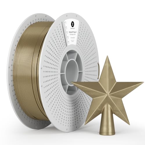 kexcelled PLA Metallic Filament 1,75 mm, Seidenglanz, Champagner Gold, 1 kg | Glänzend-Finish, lackierfrei, für Miniaturen, Vasen, 3D Druck Ästhetische Materialien, Abnehmbare Kabelspule