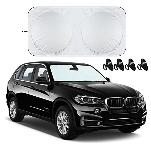 DuDuWang Car Windshield Sun Shade-Car Window Shades for Most Cars Block UV Rays, Foldable Sun Shades on Front Window, Automotive Interior Accessories for Sun Protection (67 X 31.5 Inches)