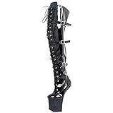 JiaLuoWei Over Knee Boots, Women Thigh High Boots PU Synthetic Sexy Hoof Boots 18cm Super High Heel Heelless (15)