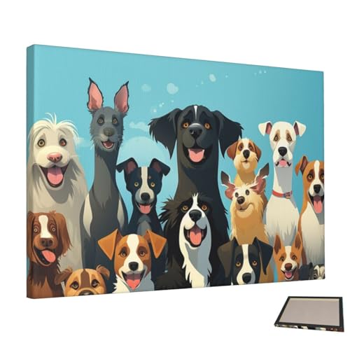Toile murale grand groupe de chiens pour créer un salon esthétique