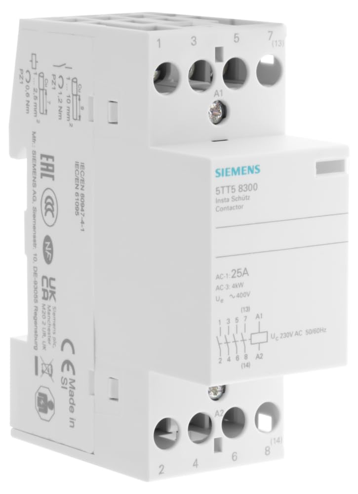 SIEMENS Ingenuity for life - stycznik INSTA z 4 stykami samozamykającymi do AC 230 V 25 A
