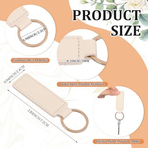 Image of Leather Key Fob Kit with Metal Rings, PU Leather Keychains Blank for Laser Engraving, DIY Craft Tools