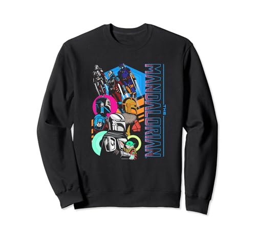 Sweatshirt Star Wars The Mandalorian color pop vintage pour les amateurs de mode rétro