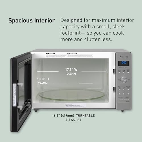 Panasonic Microwave Oven with Cyclonic Wave Inverter Technology, 1250W, 2.2 cu.ft. Countertop Microwave with Genius Sensor One-Touch Cooking – NN-SD975S (Stainless Steel / Silver) by Panasonic - Image 3