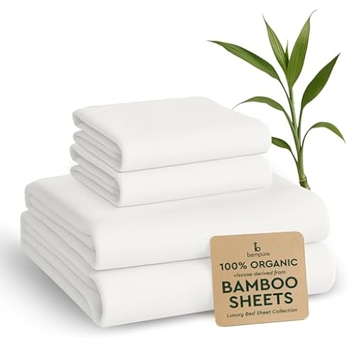 BAMPURE 100% Rayon from Bamboo Sheets King Size - 4pc Cooling King Sheets