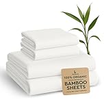 BAMPURE 100% Organic Bamboo Sheets Queen Set 4PC - Ultra Soft & Breathable Cooling Sheets for Hot Sleepers - Hotel Luxury Queen Sheets - Deep Pocket Queen Bed Sheets - Draps Queen (White)