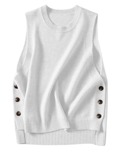 Image of HangNiFang Women's Round Neck Sleeveless Pullover Ribbed Knit Sweater Vest