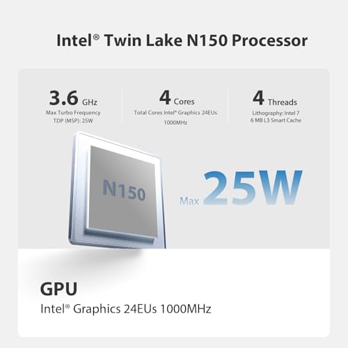 Beelink Mini PC, MINI S13 Intel Twin Lake N150 (Upgraded N100, 4C/4T), Mini Computer 12GB LPDDR5 RAM 500GB M.2 SATA SSD, Desktop PC Dual HDMI 4K UHD/2.5G Ethernet/WiFi6/BT5.2/W11 Home/HTPC - 1