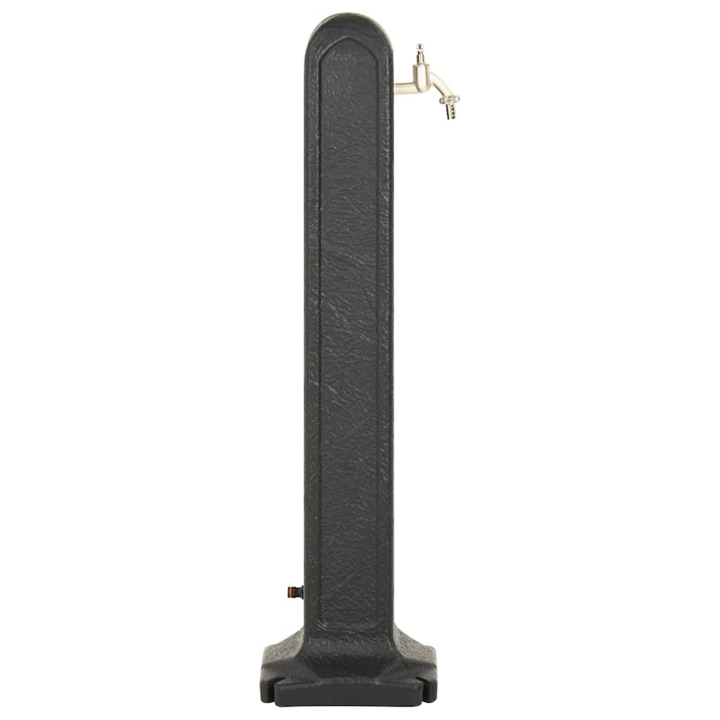 Columna de grifo de agua antracita con aspecto de piedra, HDPE, 24 x 24 cm, base de 90 cm de altura con conexión de manguera para riego de jardín y lavado de manos