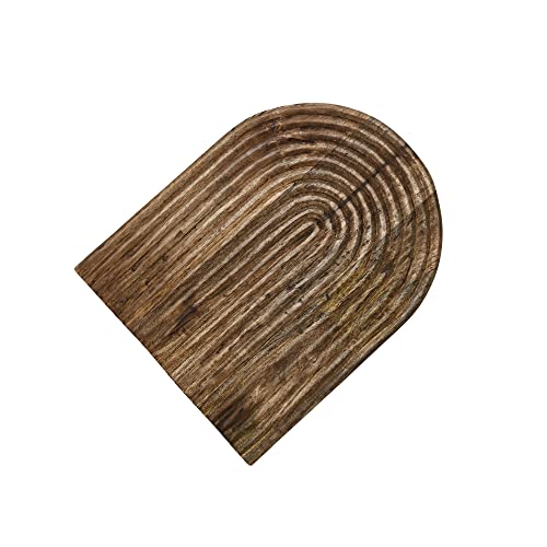 Tablero de Servir y Cortar Arco Tallado en Madera de Mango, Natural