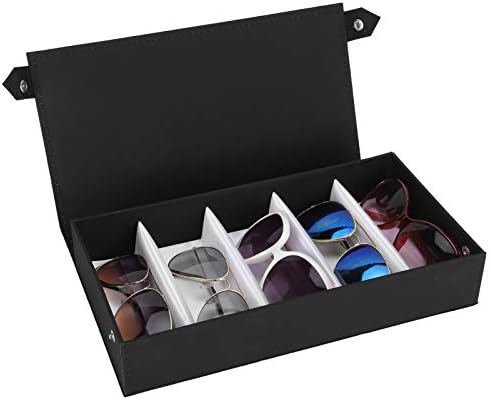 AUTOARK MKAW232 Étui de rangement verrouillable en cuir pour lunettes de soleil 16 pièces Bleu clair