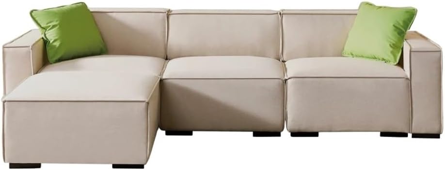 Modular Sofa L Shape with Convertible Ottoman Chaise