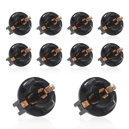 dawfall 10 PCS T10 Twist Lock Socket, W5W T10 168 194 Miniature Wedge Instrument Indicator Lamp Holder, Reading Bulb Base Sockets Extension Parts, for Most Cars (Black)