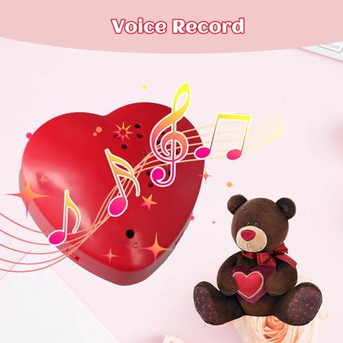 Stofftier Sound Recorder, Herzförmiger Diktiergerät, Talking Products, Diktiergerät für Stofftiere 30 Sekunden Aufnahme, Aufnehmbares Soundmodul, Plüschtier Sprachbox für Stoffbären Babypuppen