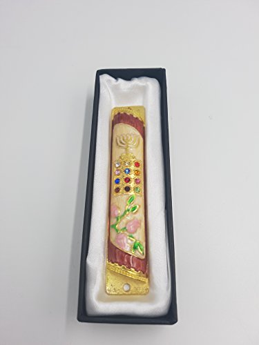 Yaliland Mezuzah Case + Kosher 7Cm Scroll Klaf Parchment Priestly Breastplate Israel Tribes Hoshen Enamel Door Mezuza 5" #TOP2