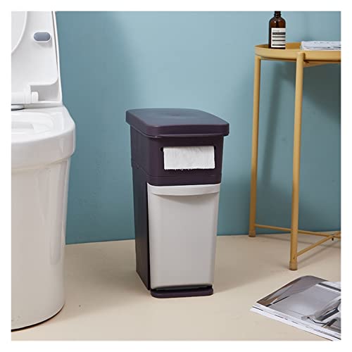 Mülleimer für den Innenbereich, 2-lagiger Haushaltseimer, Badezimmer-Abfalleimer mit Toilettenbürste, Seidenpapierspender, Mülleimer (lila)