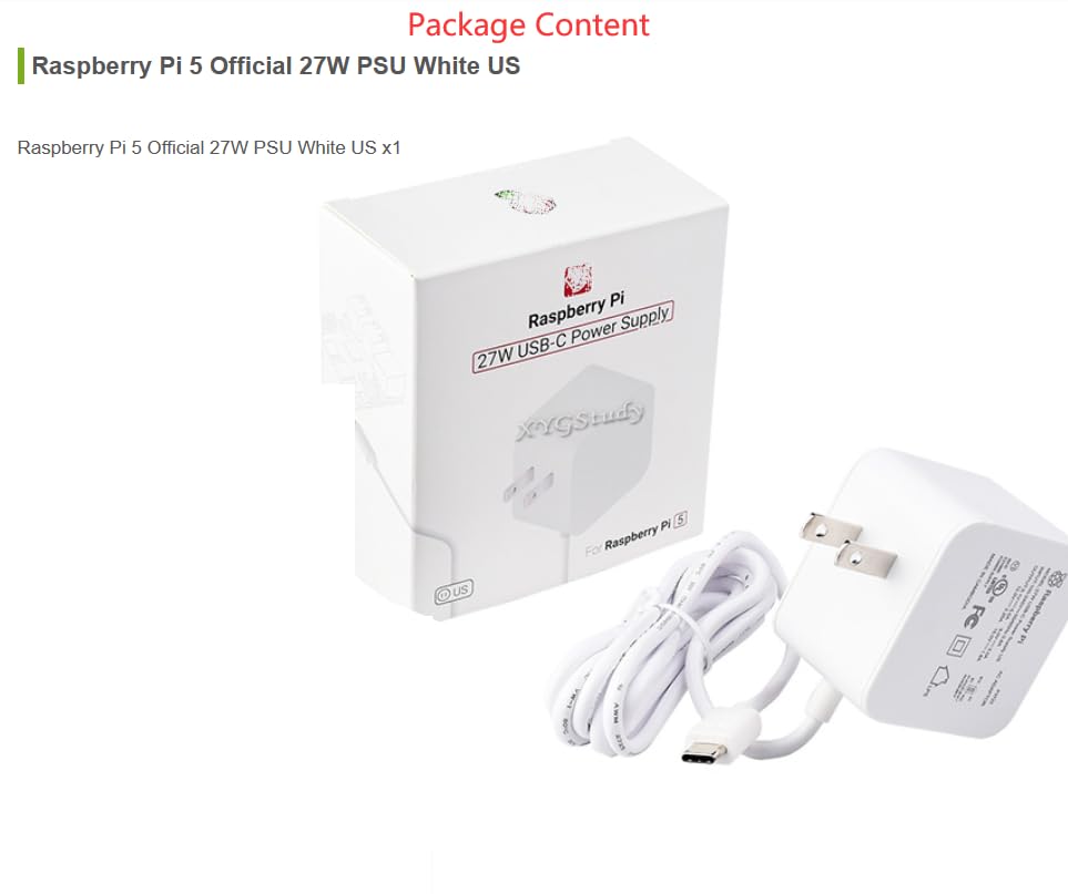Official 27W USB Type-C Power Supply for Raspberry Pi 5 White