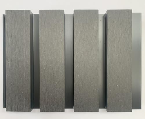 Image of Black Composite Cladding Exterior Co Extrusion Square Slatted Boards Plastic Exterior WPC Wall (Slatted Boards x 4)