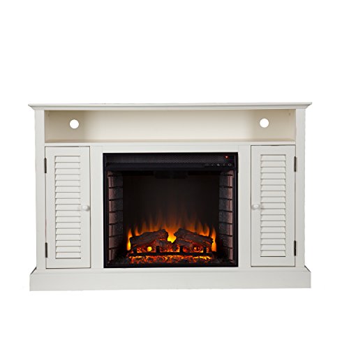 Southern Enterprises Antebellum Media Electric Fireplace 48" Wide, Antique White Finish