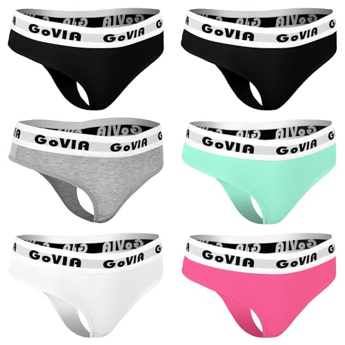 GoVIA Ropa Interior Tangas para Mujer Algodon Hilo Deporte Pack 6 3923 BL S