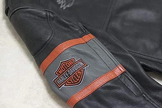 Men’s H-D Style Leather Jacket|Cruiser Biker Jacket with Patches |Real Cowhide Leather Moto Jacket (3XS-5XL)3