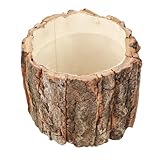 YARNOW Wooden Pot Bark Vase Rustic Country Style Planter Farmhouse Plant Vase Container Arrangement Vase 10x10x10cm