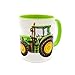 Kilala Traktortasse personalisierbar, Namenstasse mit Traktor Fotodruck, Trecker Tasse inkl. Geschenkverpackung, Weiß & Grün
