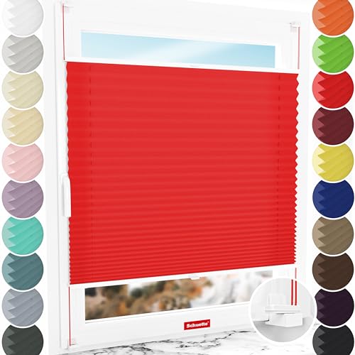 Schuette® Plissee ohne Bohren ● Premium Kollektion: Geisha's Lips (Rot) ● 20x80cm (Breite x Höhe) ● Suprafix Faltrollo X Klemmfix Rollo ● Blitzschnelle Montage inkl. Video