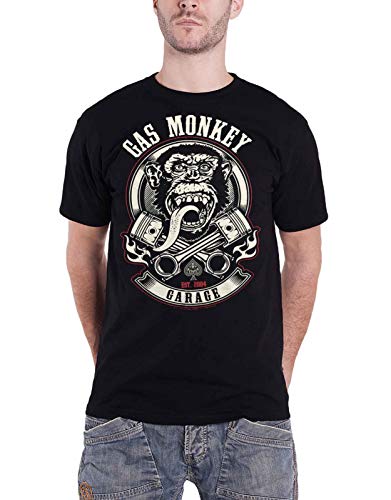 T-shirt Gas Monkey Garage Pistons & Flames vêtement biker et custom culture