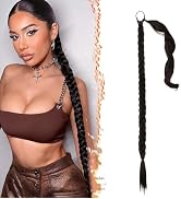 BARSDAR 30 Inch Long Braided Ponytail Extension with Hair Tie - Straight Sleek Wrap Around Brown ...