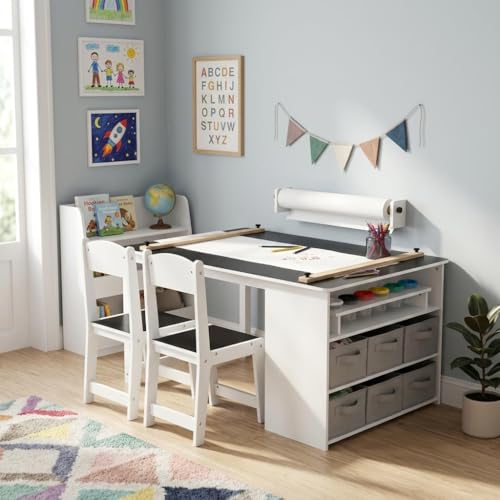 GarveeHome 4-in-1 Kids Art Table and Chair Set