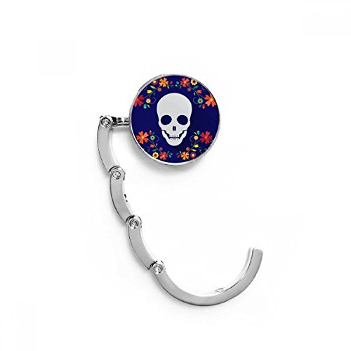Colgador de bolso plegable portátil con diseño artístico de calavera floral