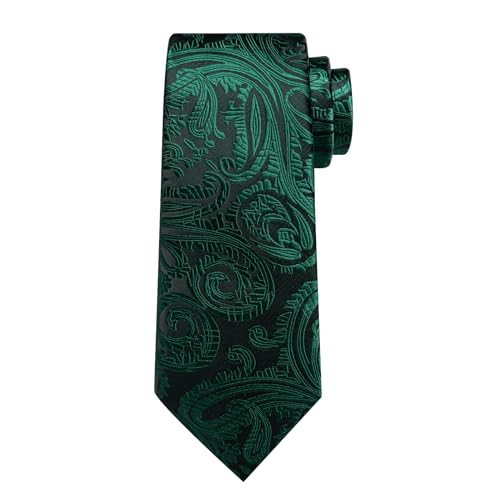 Image of DiBanGu Mens Paisley Tie Set Silk Woven Jacquard Necktie and Pocket Square Cufflinks Gift Set for Wedding Bussiness