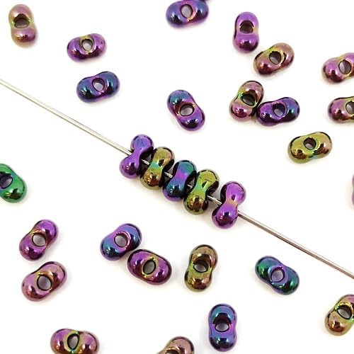 100 g Preciosa Farfalle Czech Glass Beads 2 x 4 mm Purple iris 59195