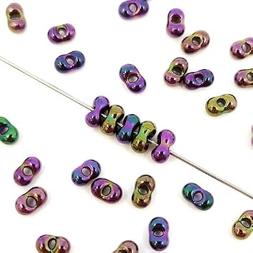 100 g Preciosa Farfalle Czech Glass Beads 2 x 4 mm Purple iris 59195