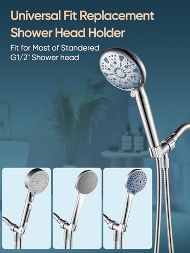 Cobbe Shower Head Holder for Handheld Shower Head, Brass pivoting ball adjustable Shower Arm Mount for Connecting Shower Arm and Shower Hose, 1/2 Inch IPS Female Inlet and Male Outlet, Chrome Finish