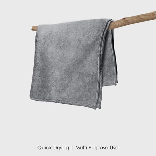 Image of HOUSSE Microfiber Face Towels | Ultra Absorbent, Odour-Free, Quick Dry 550 GSM Face Towel for Home, Gym, Travel, Running and Personal Use | 30x30 cm | Cadet & Natural Grey Pack of 4