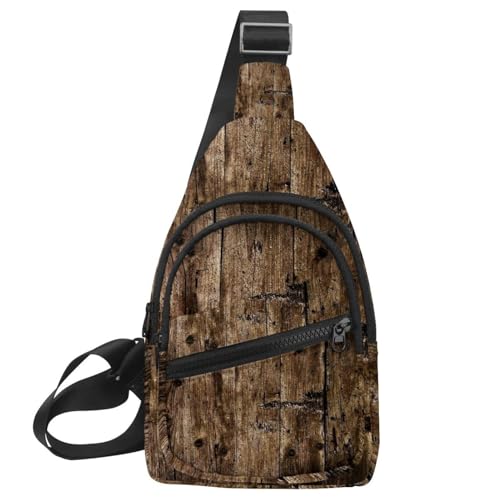 Bolsa de pecho rústica para tus viajes urbanos y paseos con diseño de madera oscura