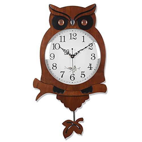 GJFZMD Pendel Wanduhr 21,6 Zoll Cartoon Eule Hölzerne Quarz Uhr Mute Shell Feder Patch Kunst Wanduhr Geeignet for Wohnzimmer Schlafzimmer Studie Hintergrund Wanddekoration (Color : B, Size : 01) Cover