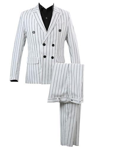 Costume double boutonnage à rayures pour homme ensemble 2 pièces chic
