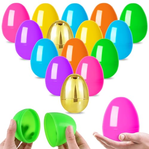 MGparty 50 Pcs Large 4 Fillable Easter Eggs Plastic Empty Easter Eggs Bulk with 2 Golden Eggs for Easter Egg Hunt Basket Stuffers Party Favors Decorations