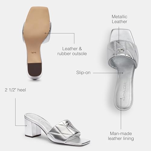 Image of COACH womens Holly Block Heel Sandals With Quilting