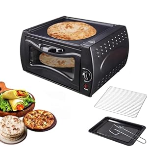 Electric Pizza Oven Tandoor Oven Electric Stove with Oven 12″ Pizza Oven, Adjustable Browning Control with Bake Tray Bake Rack Tray Handle 1500W Toaster Oven